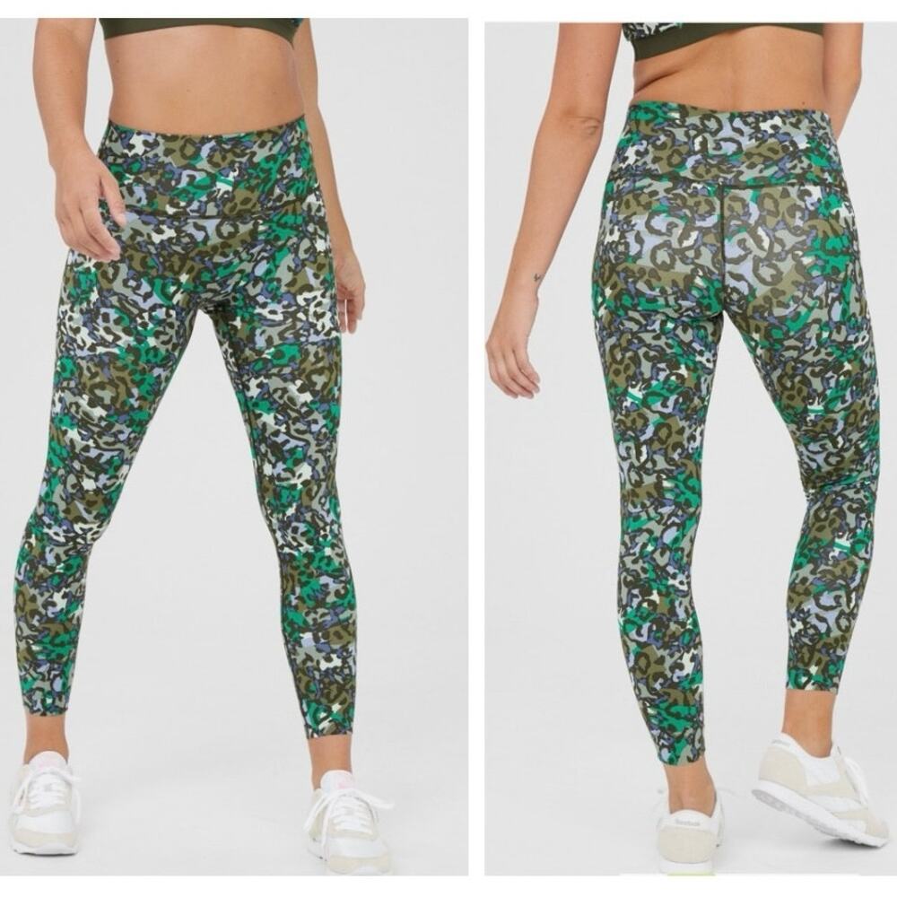 Aerie Offline Goals High-Waisted 7/8 Leggings Olive Green Blue - Size S